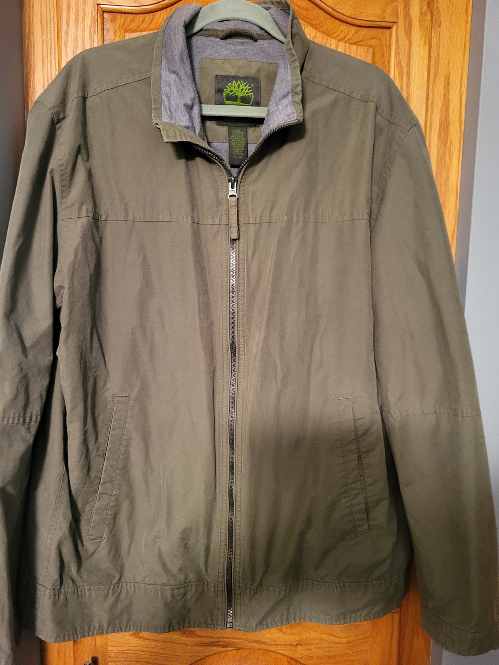 VTG Timberland Olive Green Full Zip Lined Windbreaker Jacket Men’s Size XL
